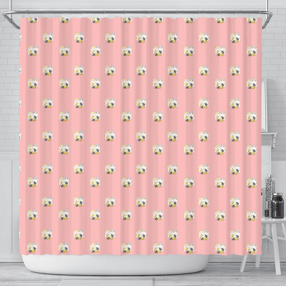 Cute Hamster Cheese Pattern Pink Background Shower Curtain Fulfilled In US