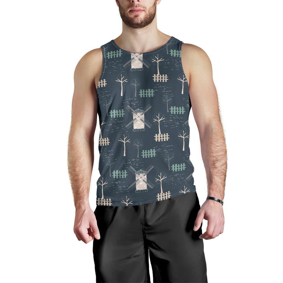 windmill tree pattern Men Tank Top