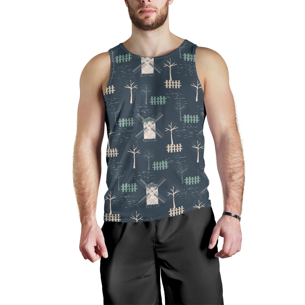 windmill tree pattern Men Tank Top