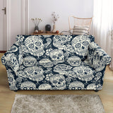 Sugar Skull Black White Pattern Loveseat Couch Slipcover