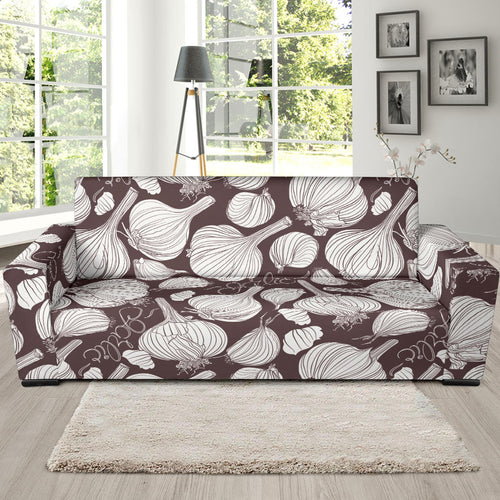 Garlic Bulb Dark Background Sofa Slipcover