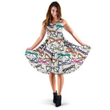 Sun Glasses Pattern Print Design 01 Sleeveless Midi Dress