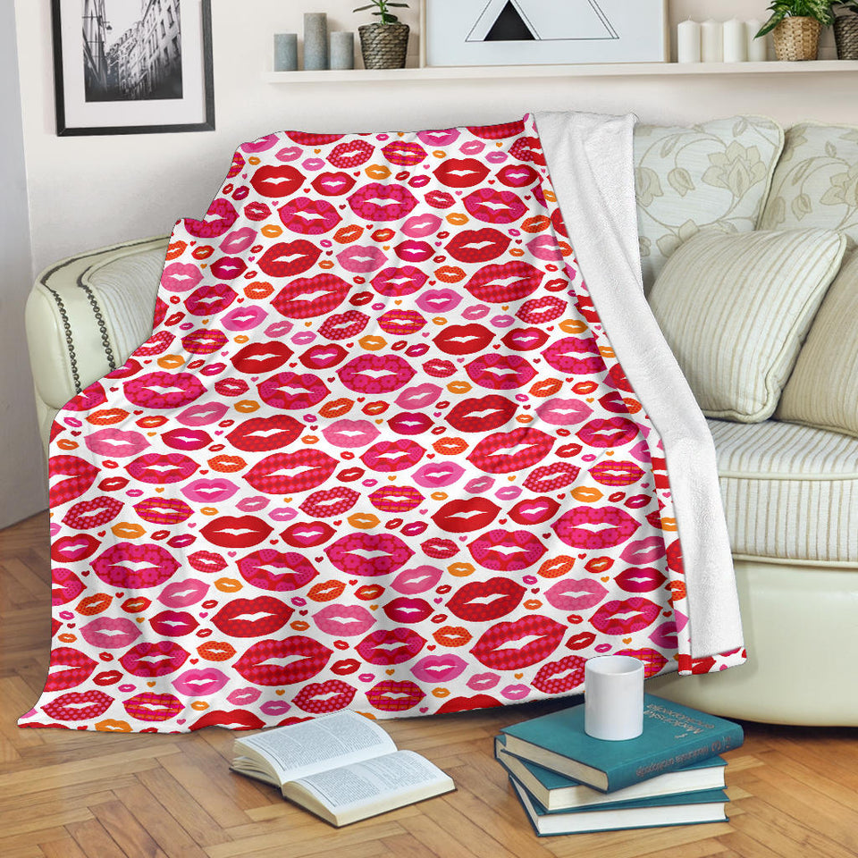 Lips Pattern Print Design 01 Premium Blanket