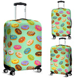 Colorful Donut Pattern Green Background Luggage Covers