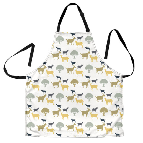 Silhouettes Of Goat And Tree Pattern Adjustable Apron