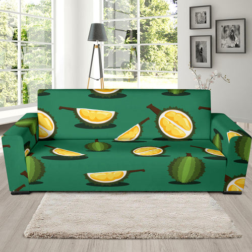 Durian Pattern Green Background Sofa Slipcover
