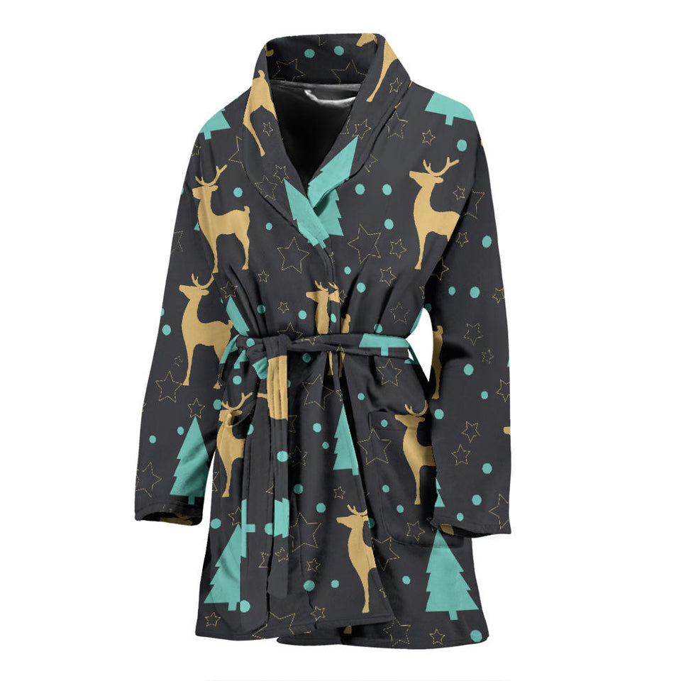Deers Star Tree Pattern Women'S Bathrobe