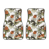 Monkey Red Hibiscus Flower Palm Leaves Floral Pattern Front Car Mats