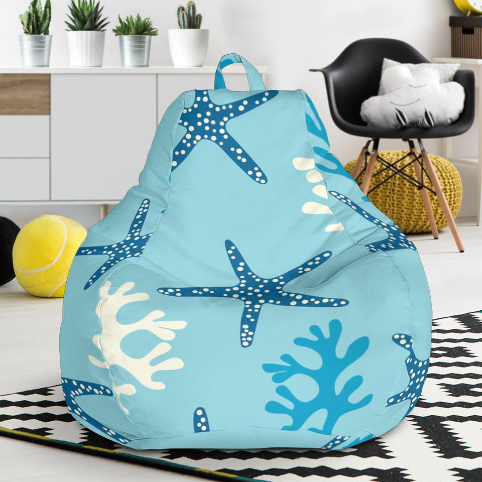 Blue Starfish Coral Reef Pattern Bean Bag Cover