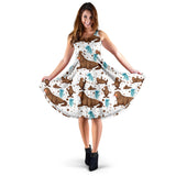 Sea Lion Seals Jellyfish Pattern Sleeveless Midi Dress