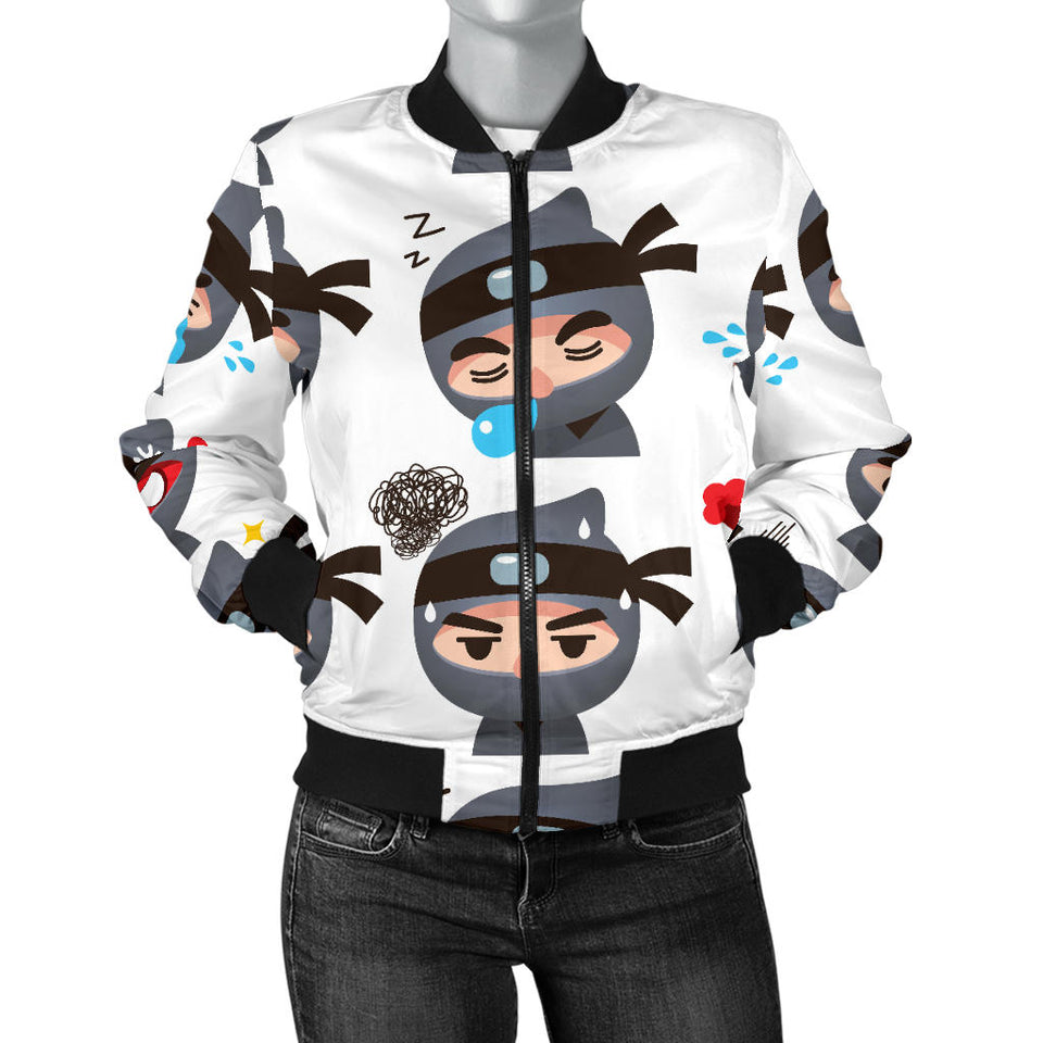 Cute Ninja Design Pattern Women'S Bomber Jacket