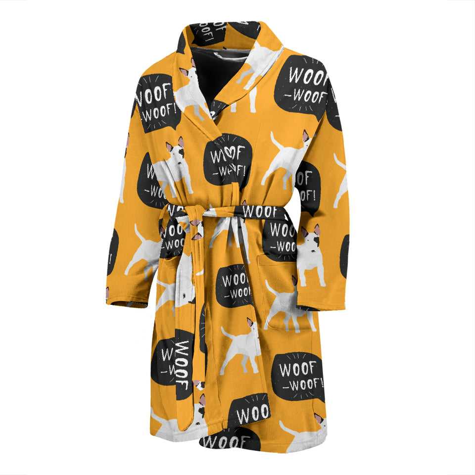 Bull Terrier Pattern Print Design 03 Men's Bathrobe
