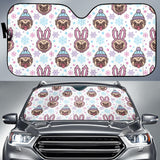 Cute Pug Hat Rabbit Costume Pattern Car Sun Shade