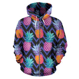 Pineapples Pattern Zigzag Background Zip Up Hoodie