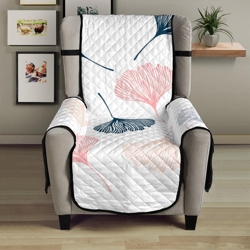 Black Gray Cream coral ginkgo leaves pattern Chair Cover Protector