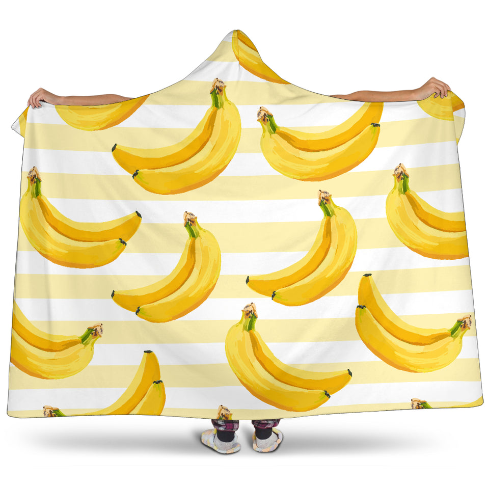 Banana Pattern Blackground Hooded Blanket