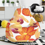 Orange Yellow Orchid Flower Pattern Background Bean Bag Cover