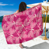 Beautiful Dragonfly Pink Background Sarong