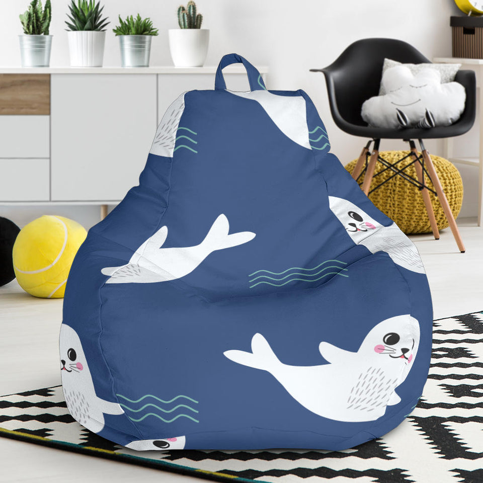 Cute White Baby Sea Lion Seal Pattern Bean Bag Cover