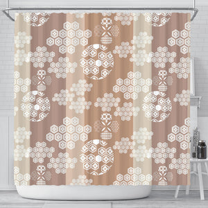 Beautiful Hexagon Japanese  Pattern Shower Curtain Fulfilled In US