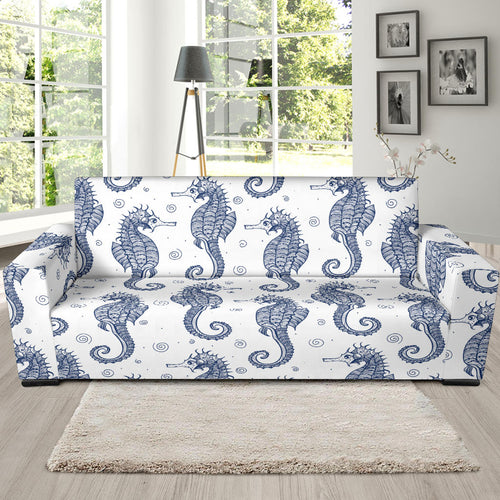 Seahorse Pattern Background Sofa Slipcover