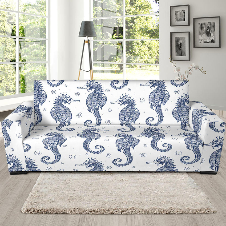Seahorse Pattern Background Sofa Slipcover