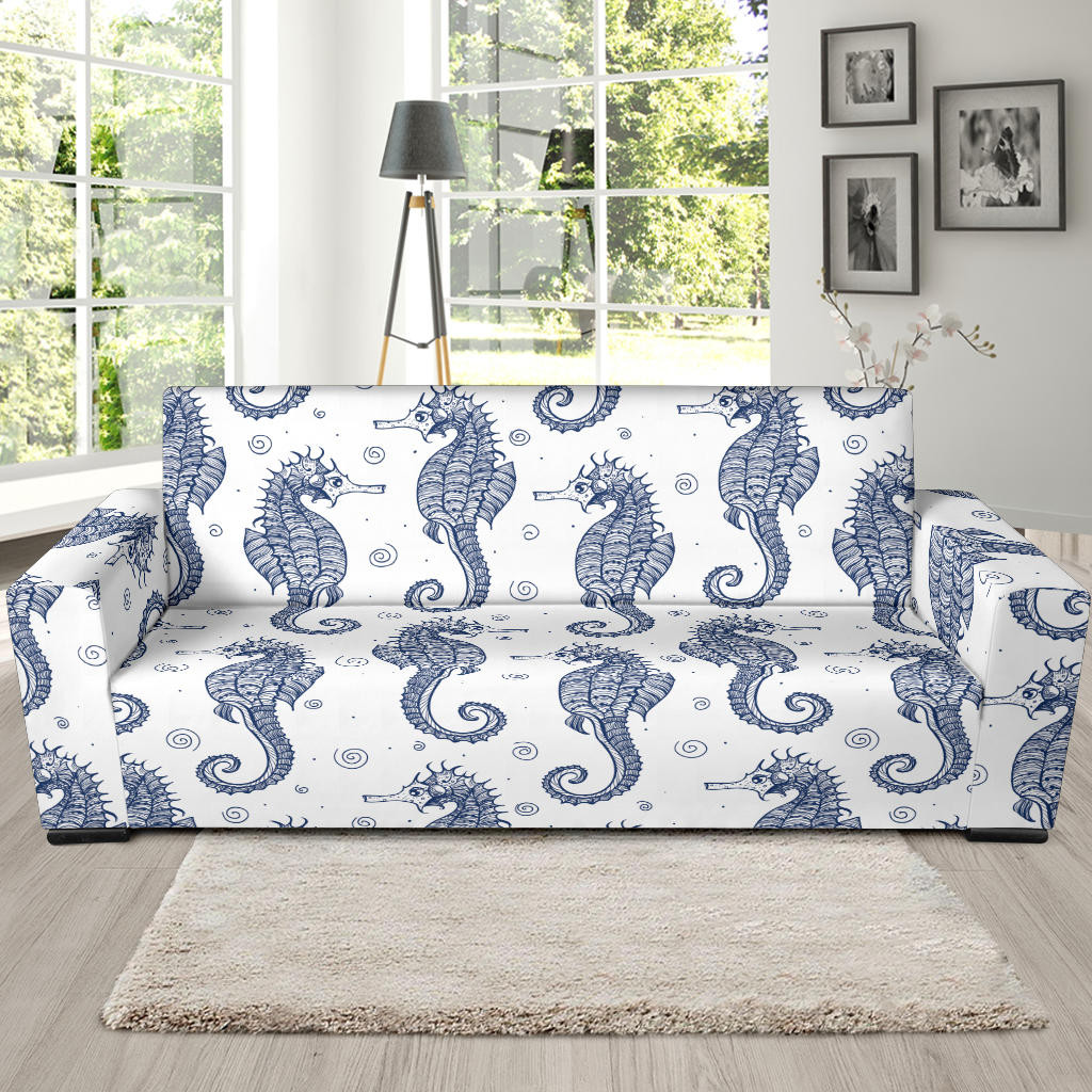 Seahorse Pattern Background Sofa Slipcover