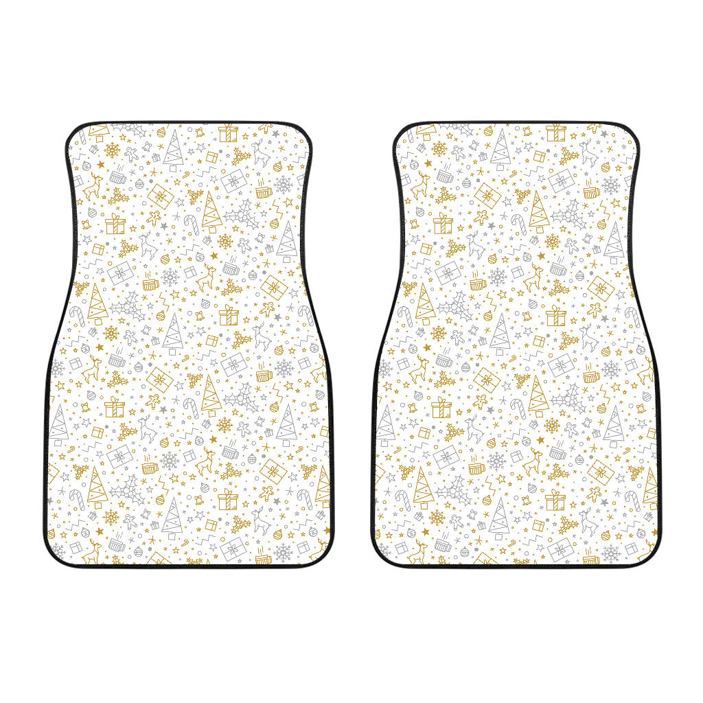 Christmas Tree Christmas Element Silver Gold Pattern  Front Car Mats