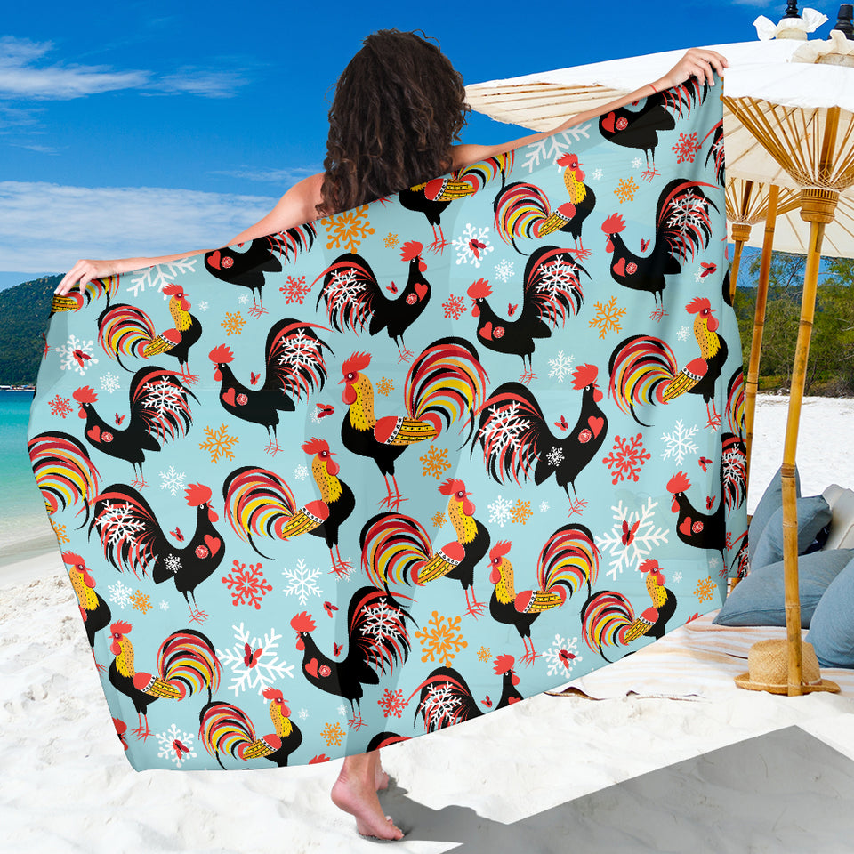 Rooster Chicken Cock Snowfalke Sarong