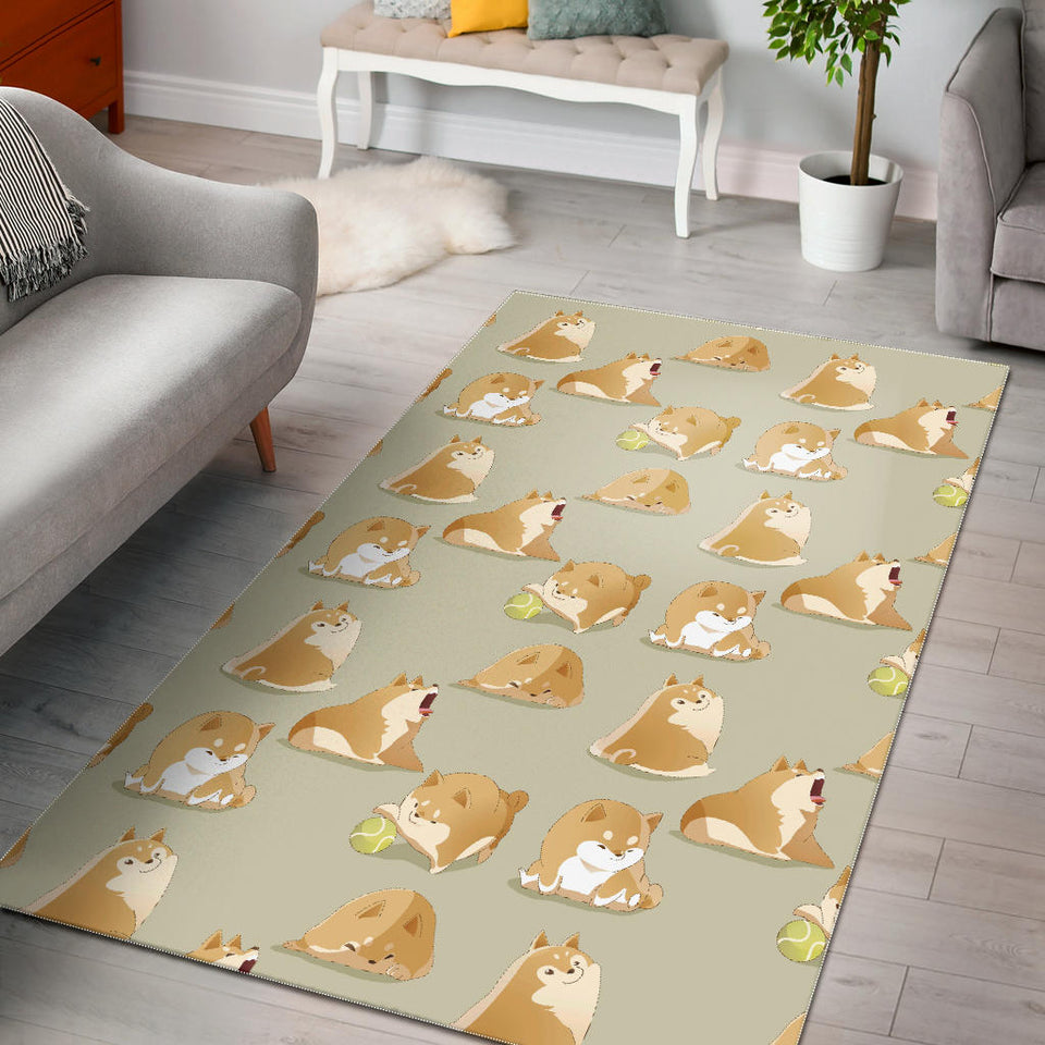 Cute Fat Shiba Inu Dog Pattern Area Rug