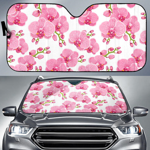 Pink Purple Orchid Pattern Background Car Sun Shade