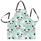 Panda Pattern Tropical Leaves Background Adjustable Apron