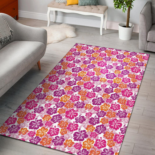 Hibiscus Pattern Print Design 01 Area Rug