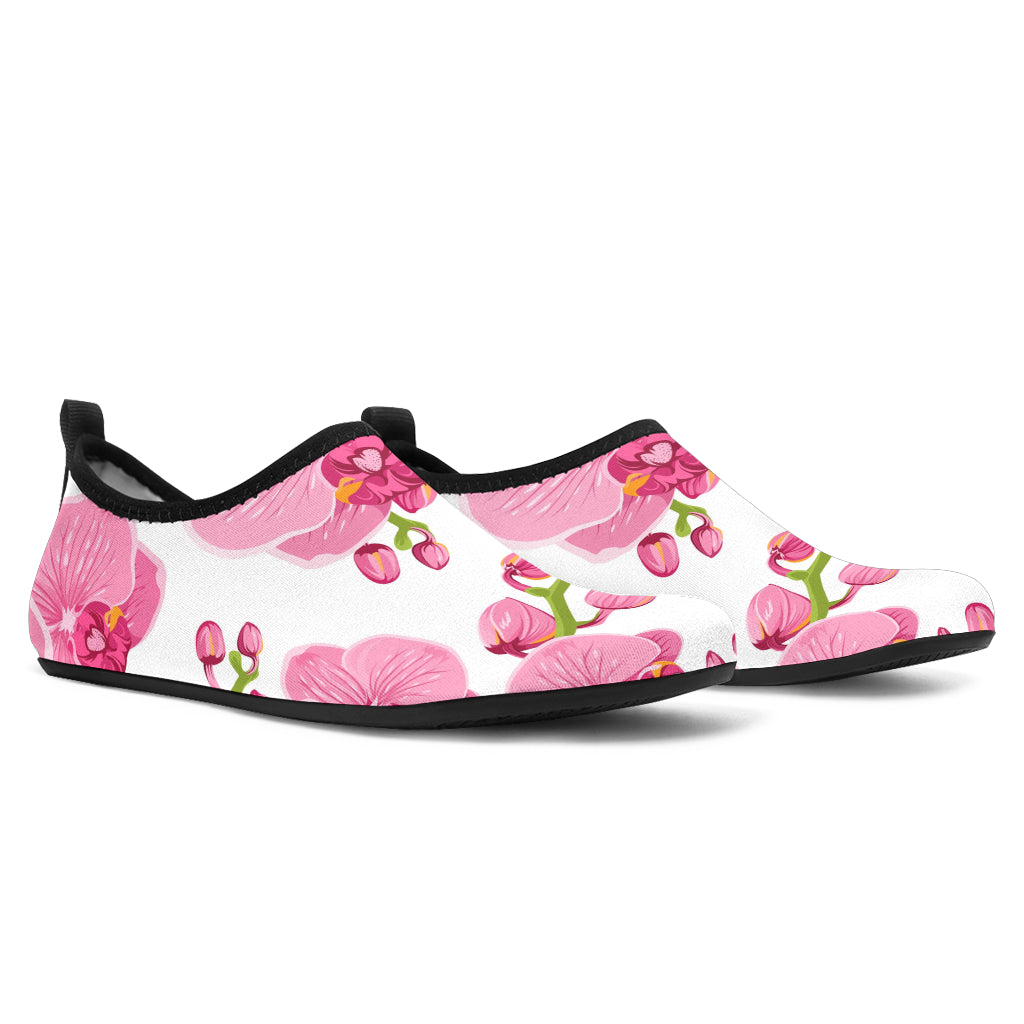 Pink Purple Orchid Pattern Background Aqua Shoes