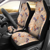 Cute Rooster Chicken Cock Floral Ornament Background  Universal Fit Car Seat Covers