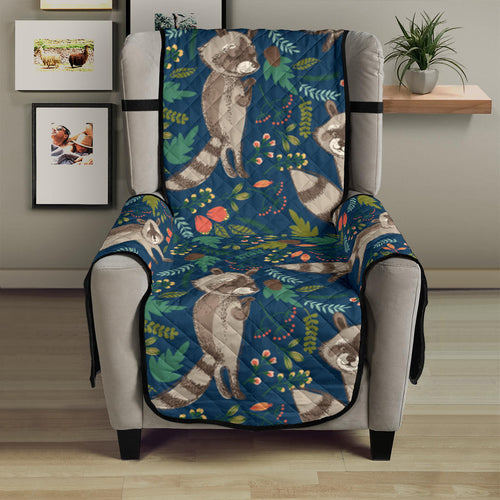 Raccoon tropical leaves pattern Chair Cover Protector