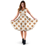Pancake Pattern Print Design 01 Sleeveless Midi Dress