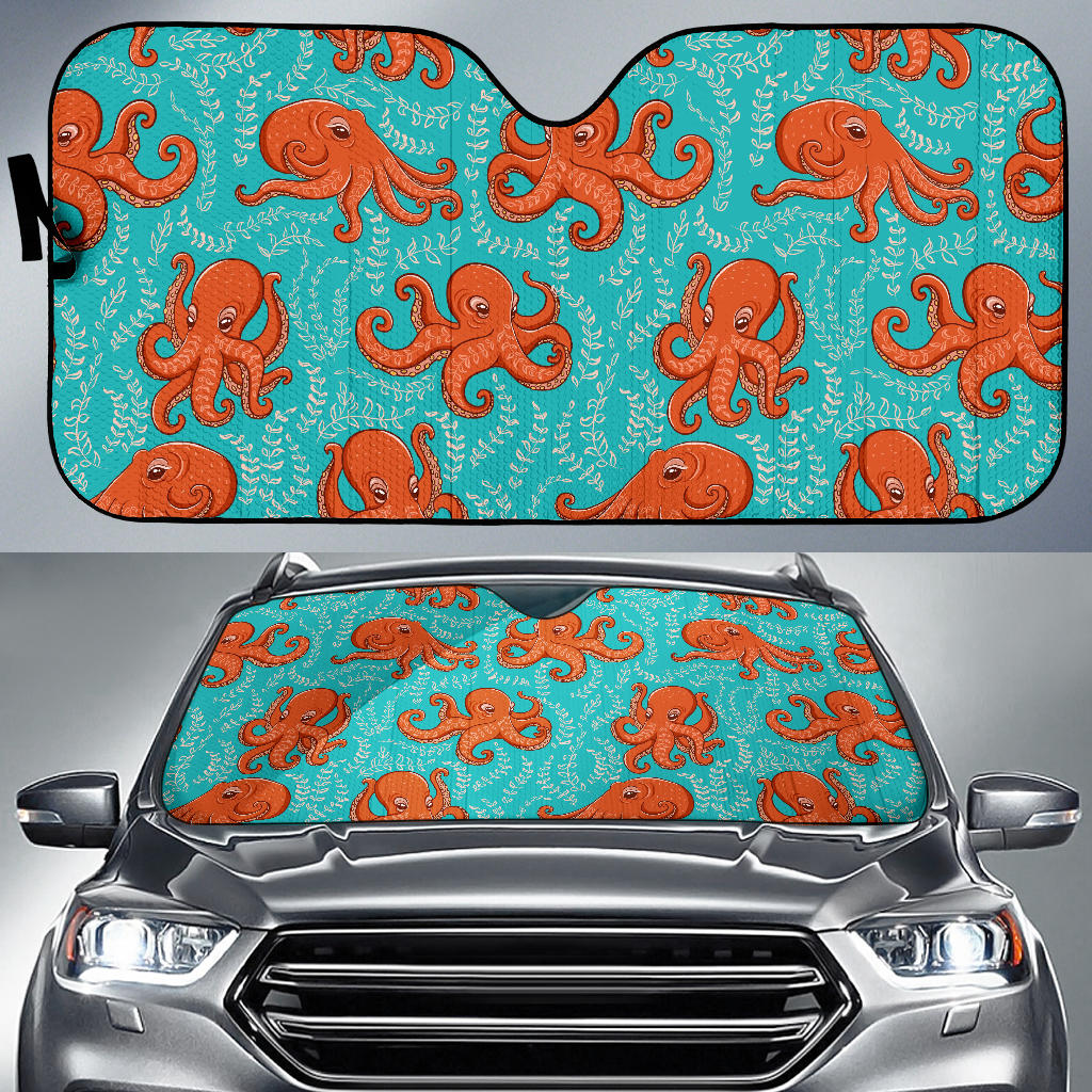 Octopus Turquoise Background Car Sun Shade