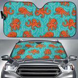 Octopus Turquoise Background Car Sun Shade