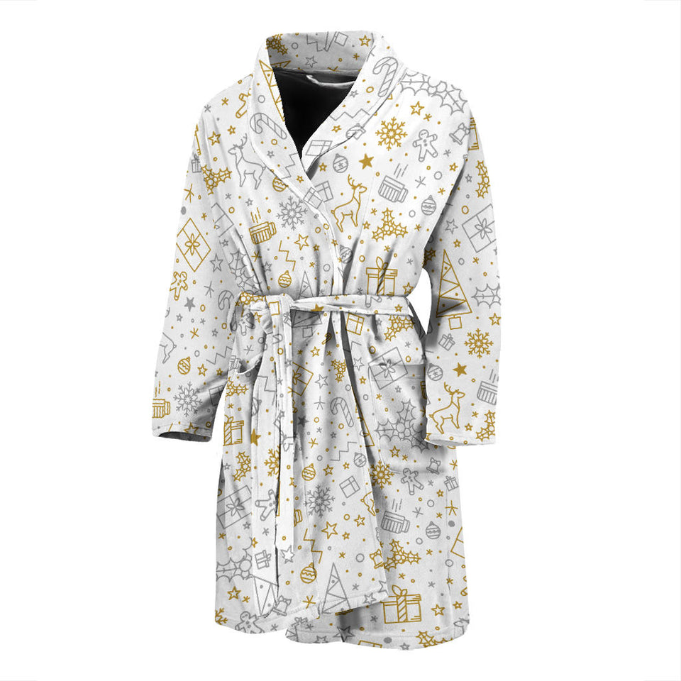 Christmas Tree Christmas Element Silver Gold Pattern Men'S Bathrobe
