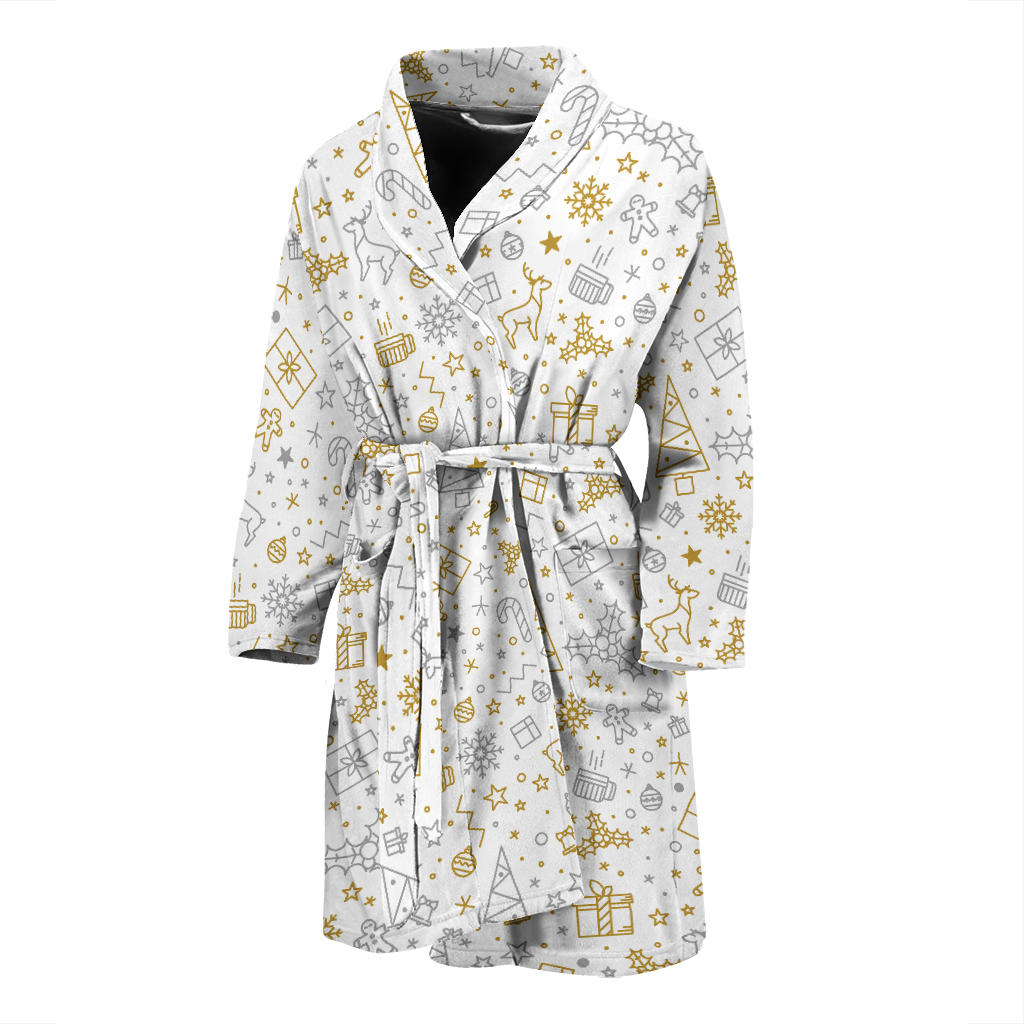 Christmas Tree Christmas Element Silver Gold Pattern Men'S Bathrobe