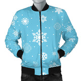 Snowflake Pattern Blue Background Men'S Bomber Jacket