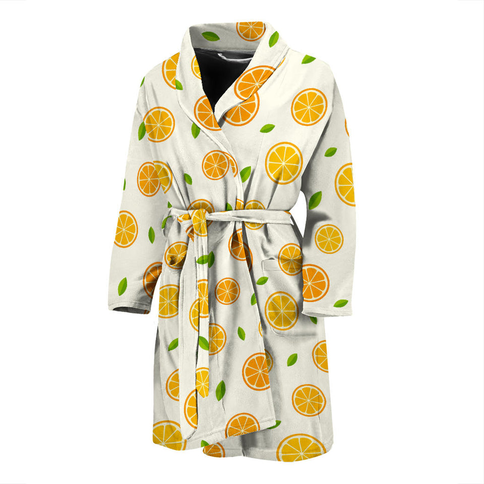 Oranges Leaves Pattern Men'S Bathrobe