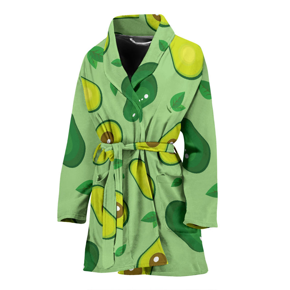 Avocado Pattern Green Background Women'S Bathrobe