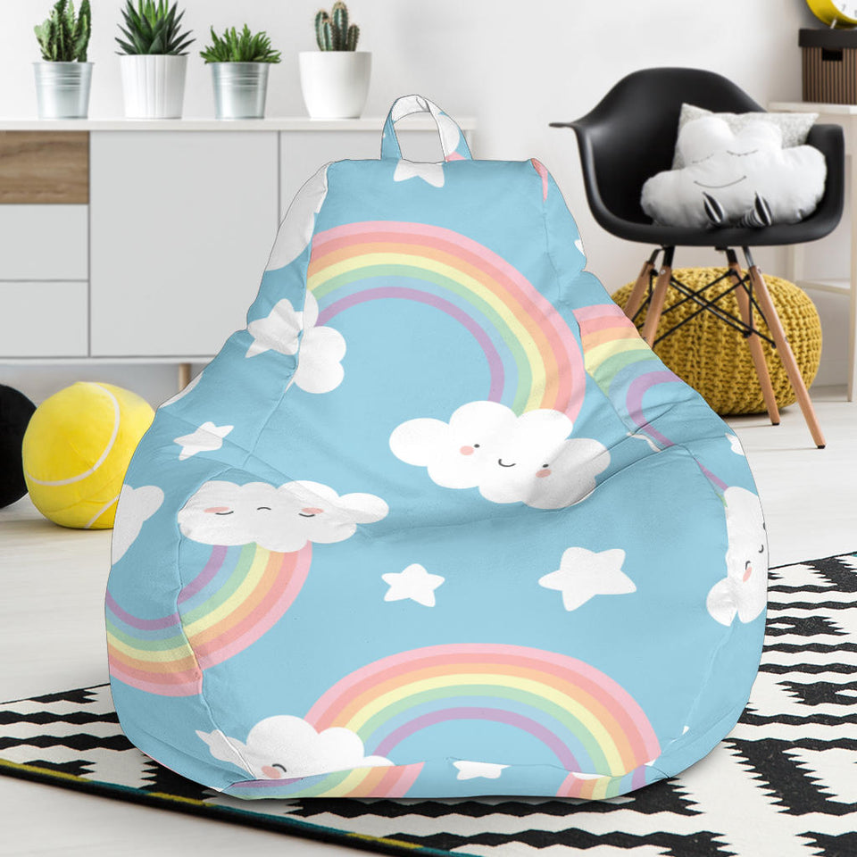 Cute Rainbow Clound Star Pattern Blue Background Bean Bag Cover