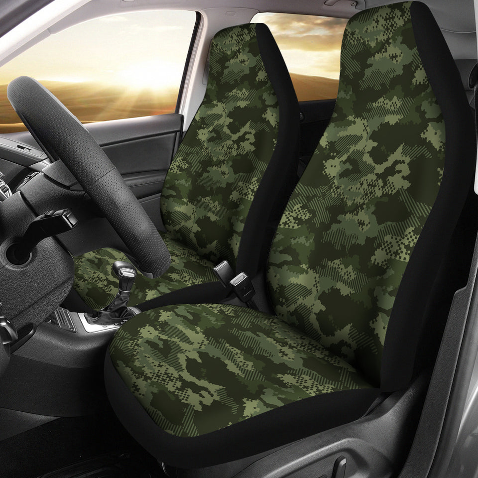 Digital Green Camo Camouflage Pattern  Universal Fit Car Seat Covers