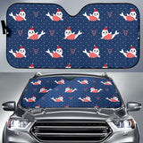 Cute Sea Lion Seal Christmas Hat Candy Cane Heart Pattern Car Sun Shade