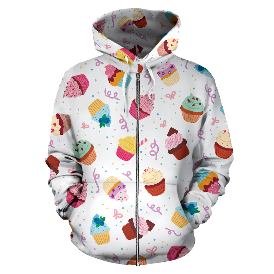 Cake Cupcake Design Pattern Zip Up Hoodie