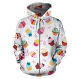 Cake Cupcake Design Pattern Zip Up Hoodie