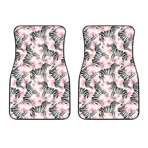 Zebra Pink Flower Background Front Car Mats